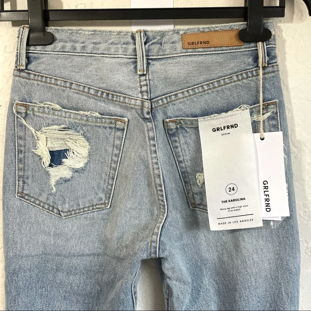 GRLFRND Karolina Distressed High Rise‎ Skinny Ripped Cotton Jean Size 26 New